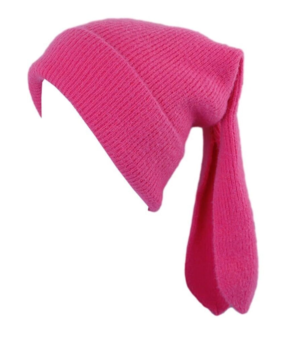 5556 Y2k Bunny Ear Knit Beanie Hat Cute Skull Cap Warm Winter Hat for Fall